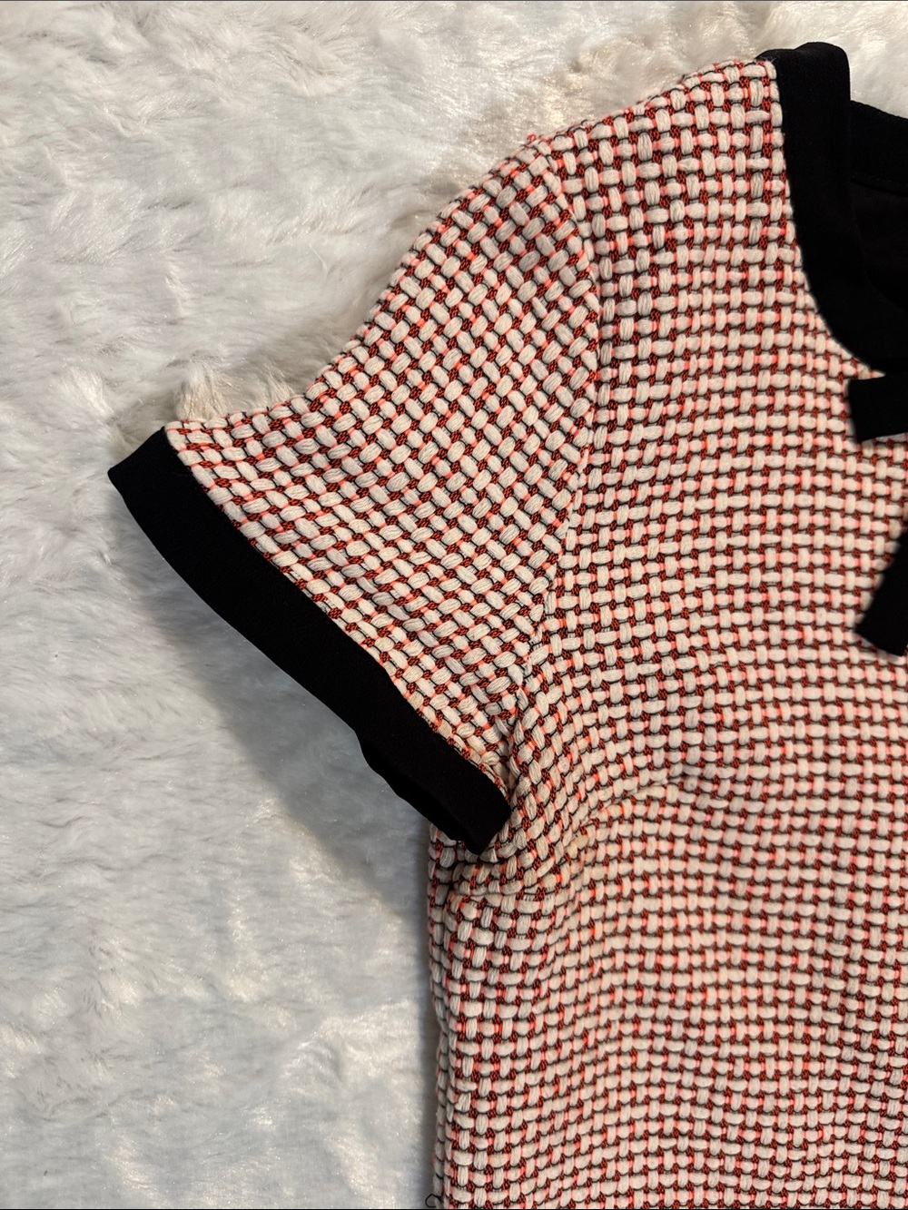 CeCe Pink Houndstooth Dress with Black Trim and Bow - Picture 4 of 11